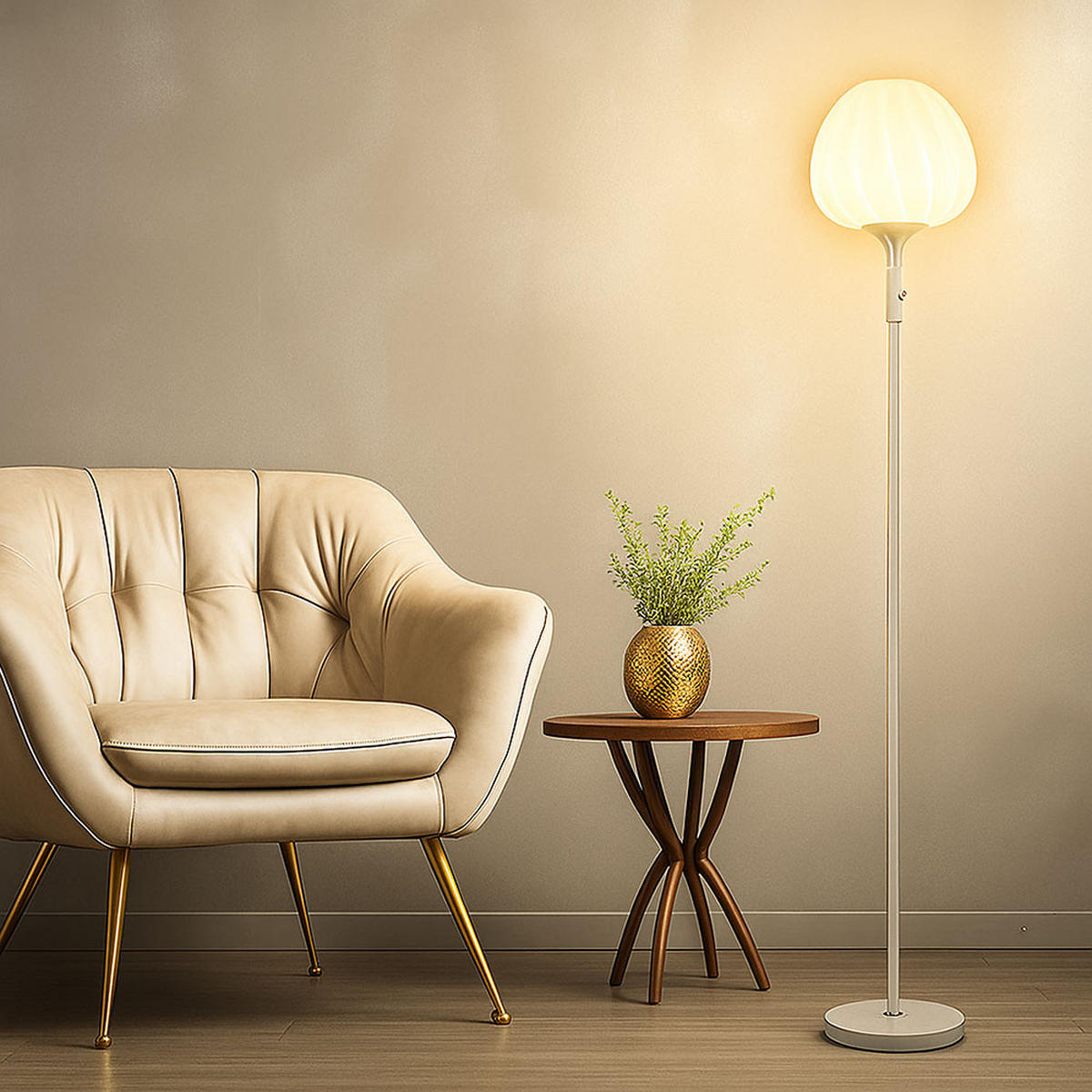 STEHLEUCHTE Glas Weiß Gemustert Silber - Weiß, Glas (29/29/165cm) - Globo Lighting