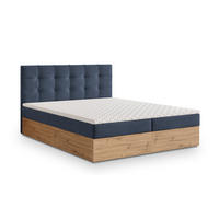 BOXBETT MOLVEN 180x200 cm mit Matratze und Topper - Blau - Blau, Holz (180/200cm) - MASSENO