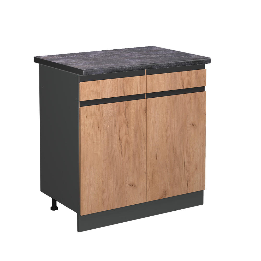 KÖKSUNDERSKÅP R-Line Goldkraft ek 80 cm , AP Antracit Honungsek, Antracit 81.6/80/60 cm