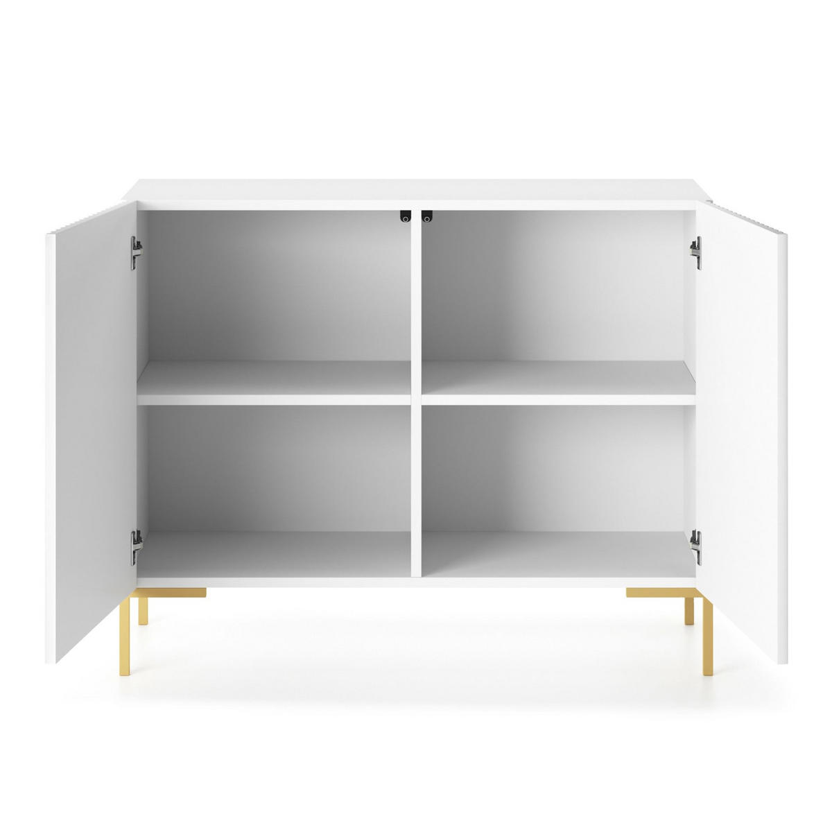 SIDEBOARD Lammelo weiß mit goldenen Beinen, 92 cm - Goldfarben/Weiß, Holzwerkstoff/Metall (92/75/38cm) - Selsey