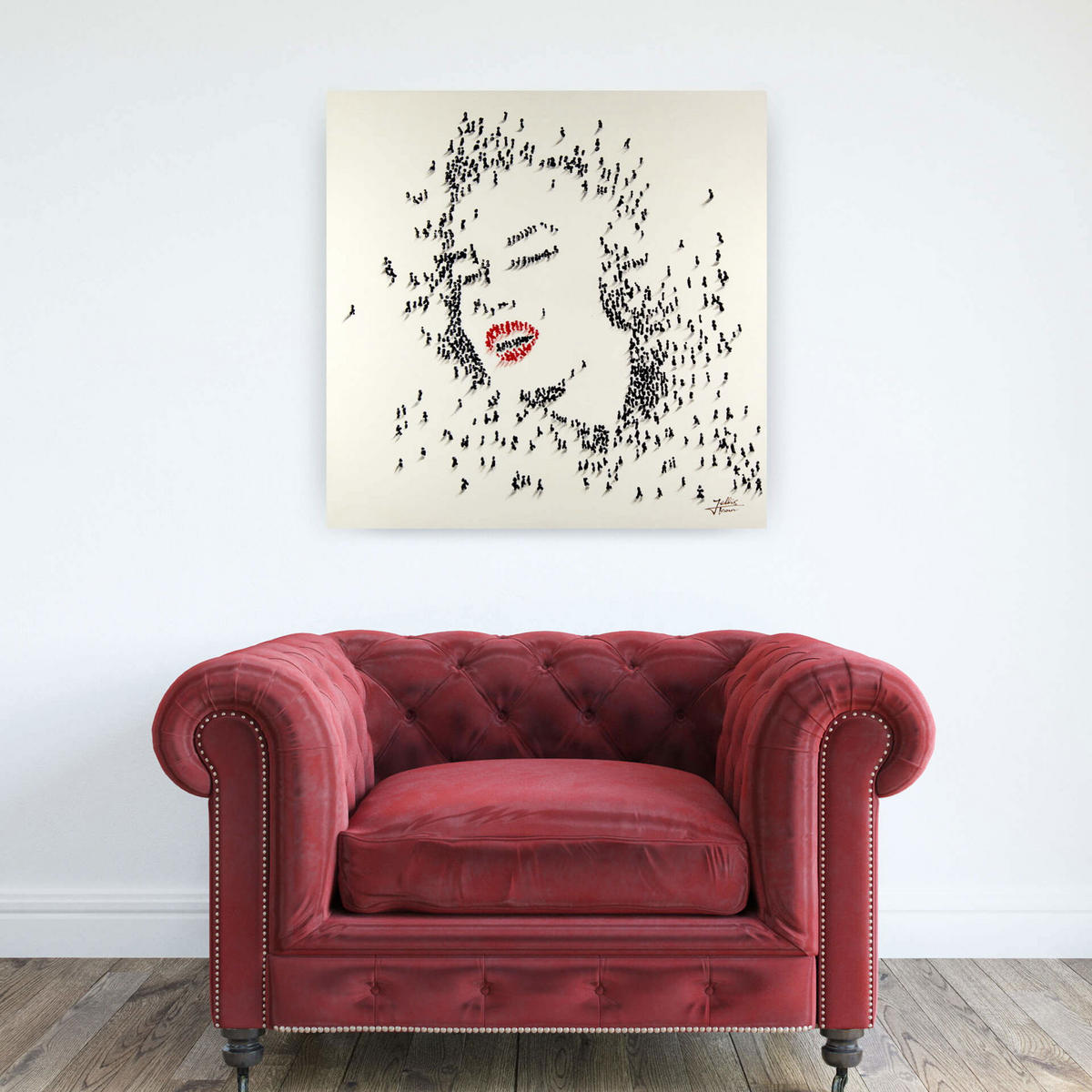 ÖLGEMÄLDE 80/80 cm - Schwarz/Weiß, Holz/Textil (1.6/80cm) - KUNSTLOFT