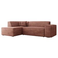 ECKSOFA Lordin Cord, Seite: Links - Schwarz/Rosa, Holz/Textil (267/205cm) - MIRJAN24