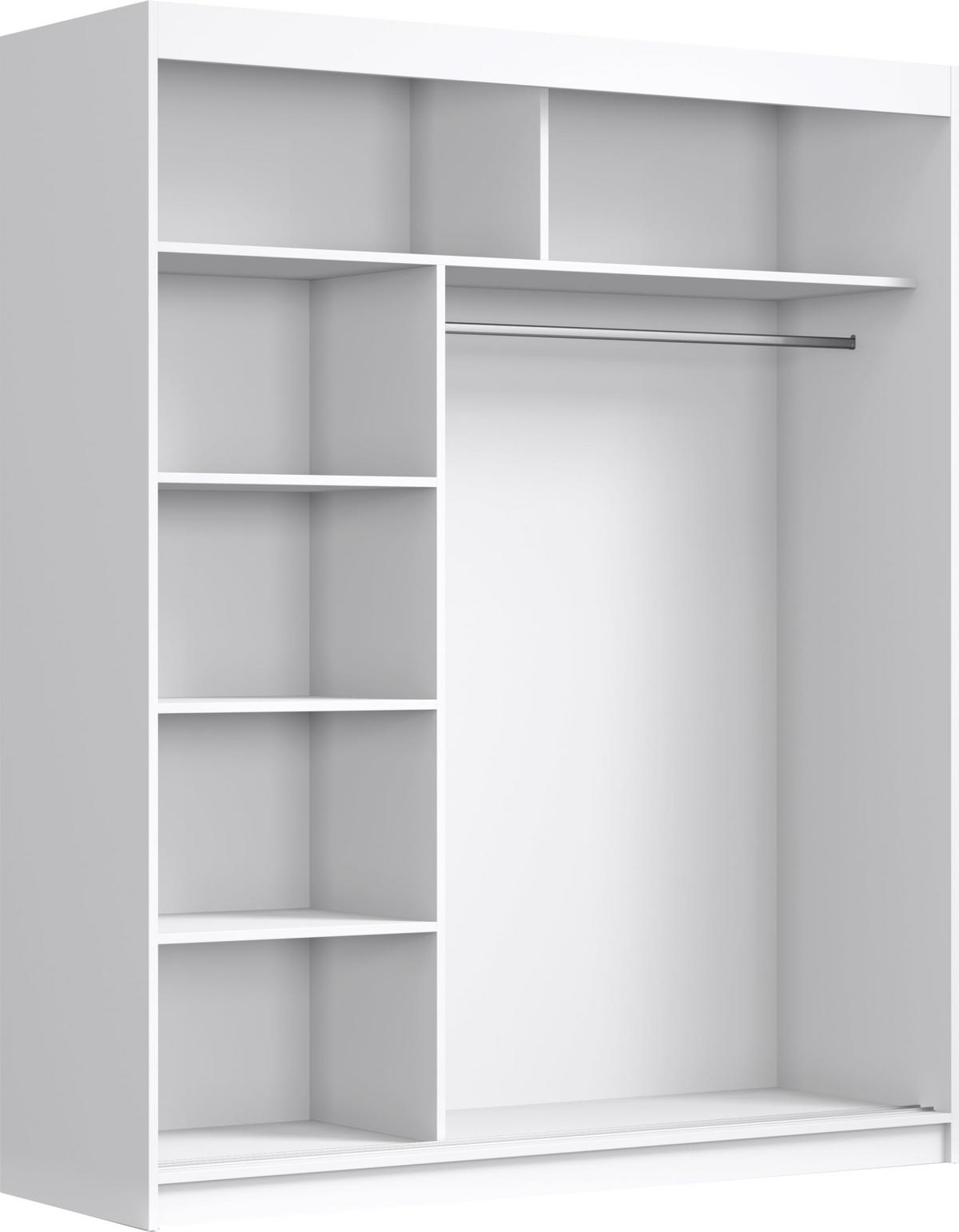 SCHIEBETÜRENSCHRANK Weiß - Weiß, Holzwerkstoff (215.5/180/59cm) - MebLocker