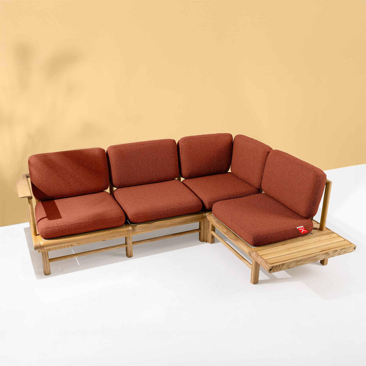 LOUNGESOFA ATREDA rechts - Orange, Holz/Textil (230/74/175cm) - KONSIMO®