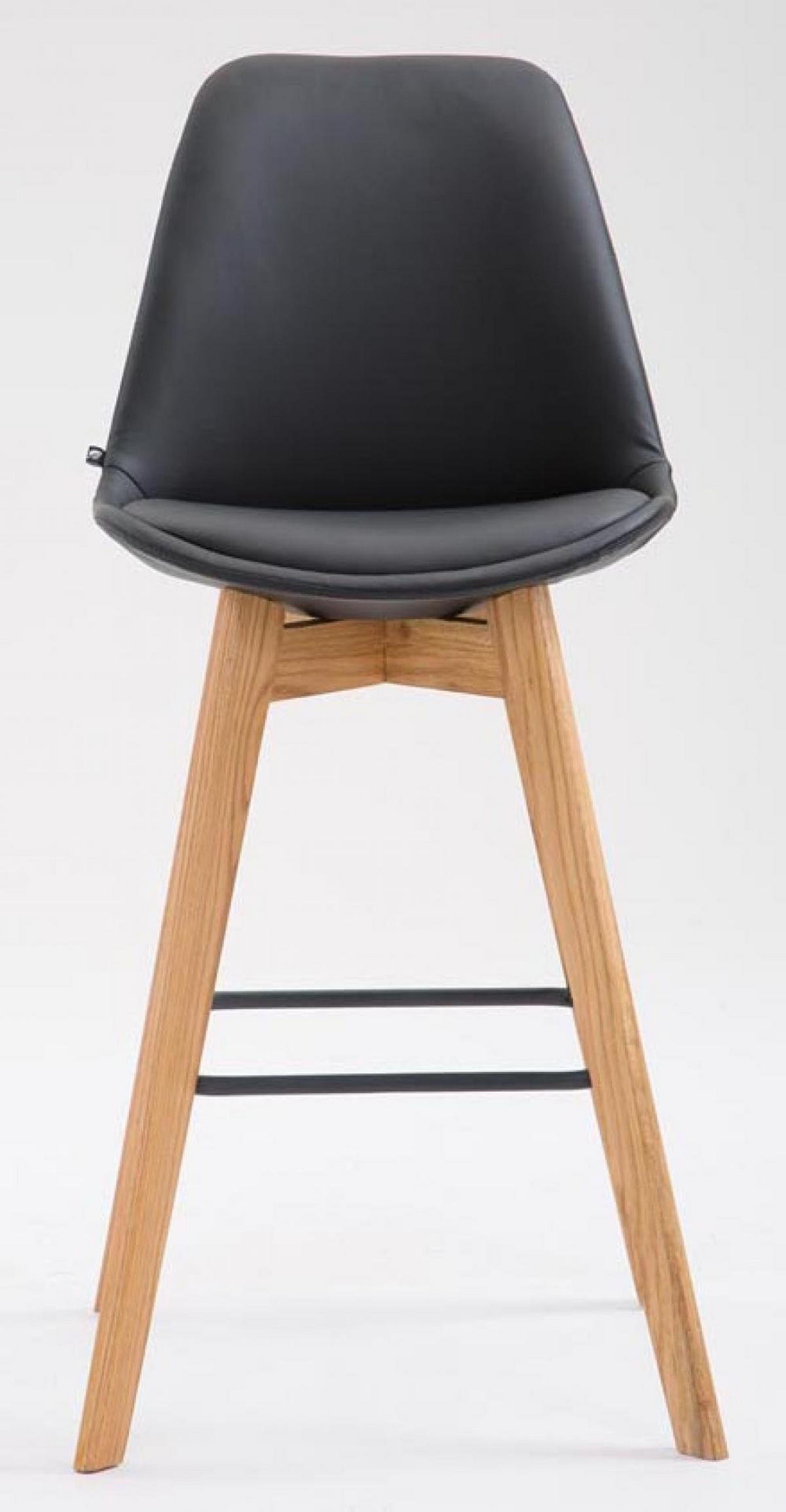 BARHOCKER 2er Set Lederlook schwarz - Eukalyptusholzfarben/Schwarz, Holz/Textil (48/112/56cm) - CLP