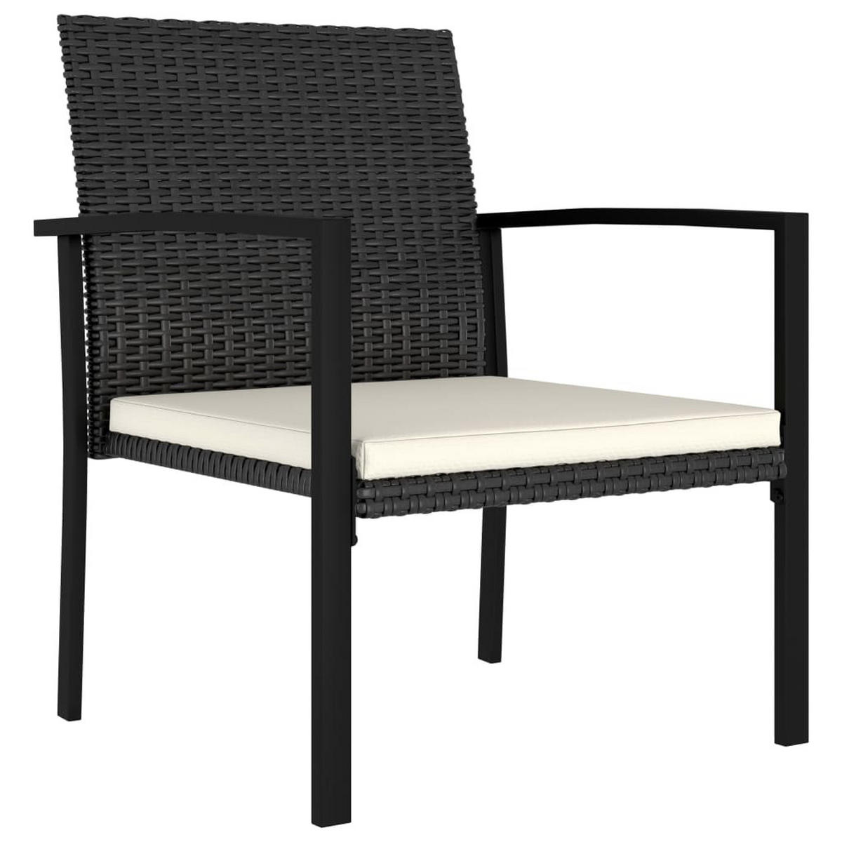 GARTEN-ESSSTÜHLE 2 Stk. Poly Rattan Schwarz - Schwarz, Holz (53/83/58.5cm) - furnicato