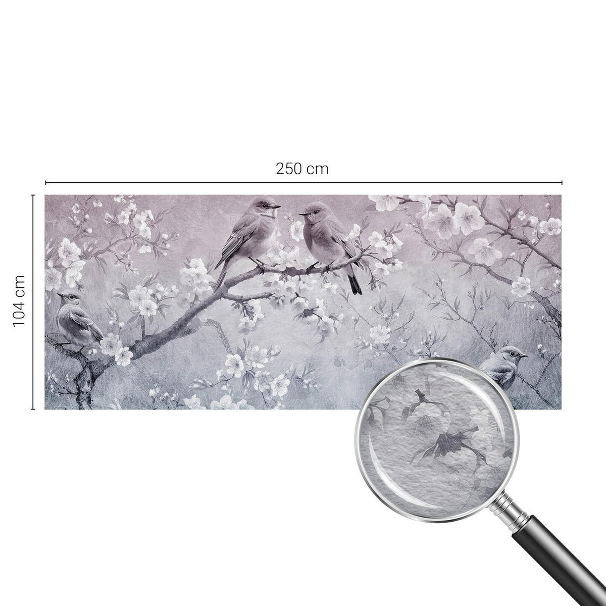 FOTOTAPETE 250x104 cm - Subtile Natur - Grau, Textil (250/104cm) - Wallfluent