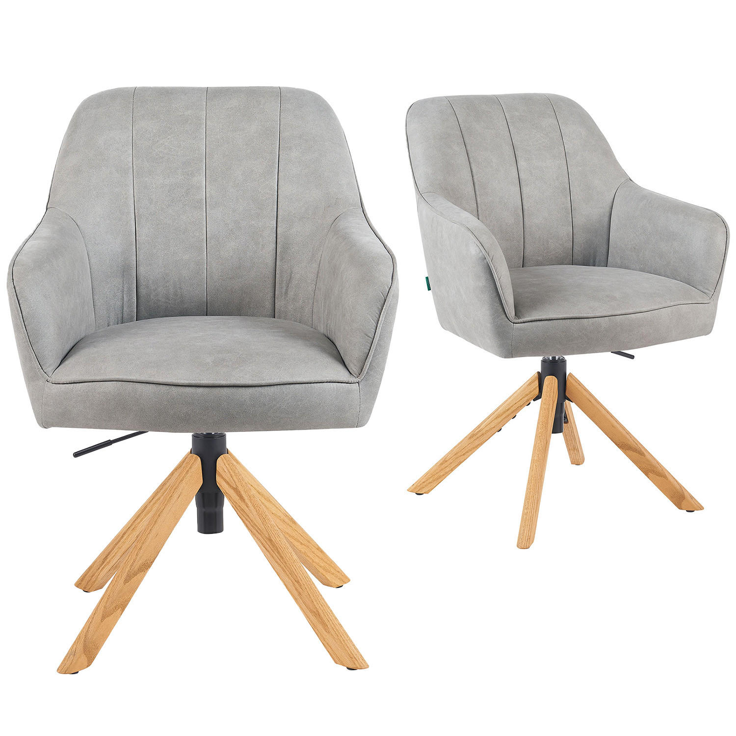 BÜROSTUHL Mika-Jaro - Honigeiche/Hellgrau, Eichenholz/Holz (60/88/65cm) - DUBI Möbel