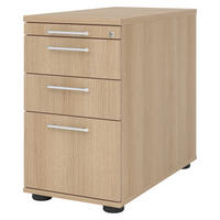 STANDCONTAINER - mit Hängeregistratur 80/42,8/72 cm in Eichefarben Relinggriff (Kunststoff) - Eichefarben, Holzwerkstoff (42.8/72/80cm) - bümö