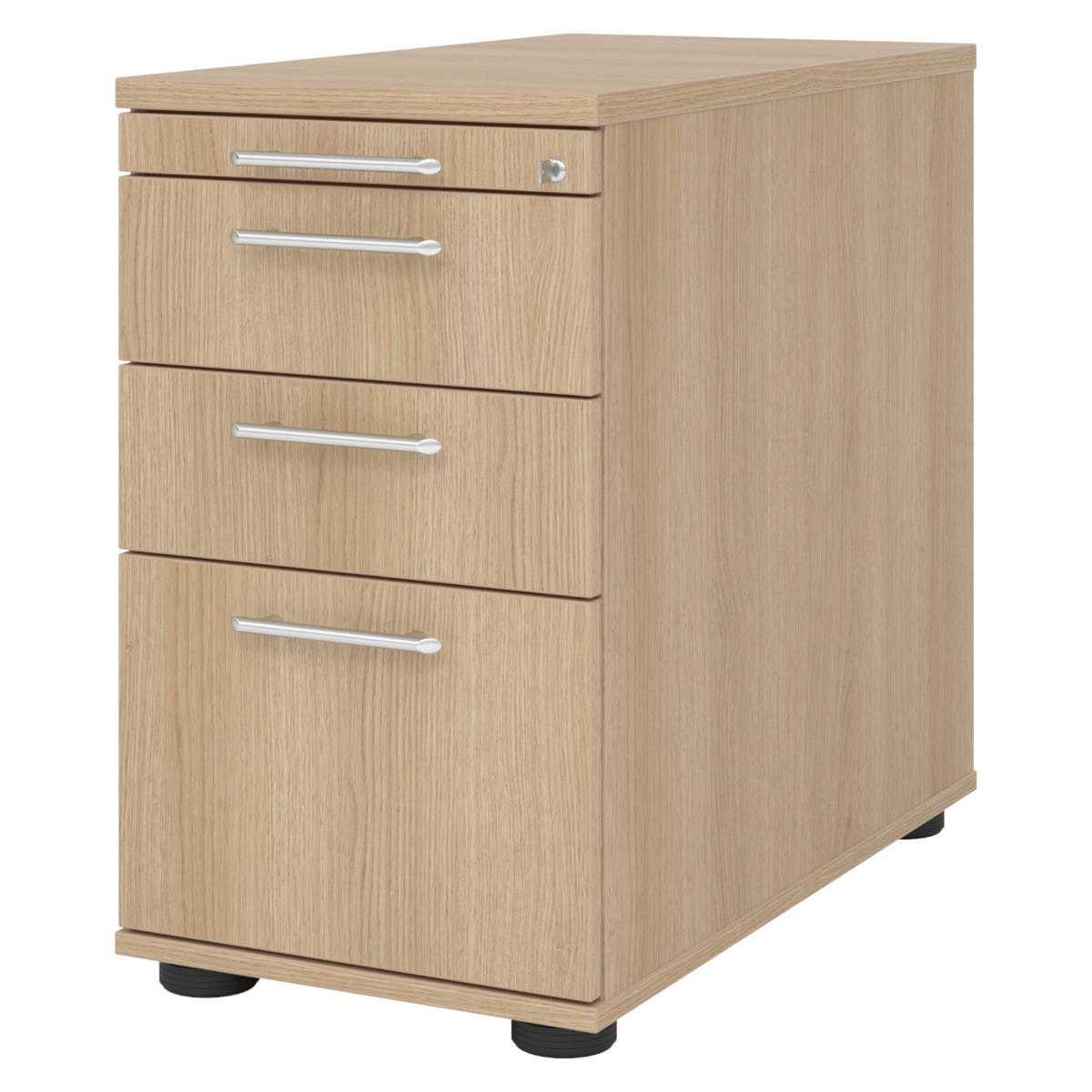 STANDCONTAINER - mit Hängeregistratur 80/42,8/72 cm in Eichefarben Relinggriff (Kunststoff) - Eichefarben, Holzwerkstoff (42.8/72/80cm) - bümö