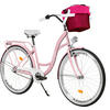 CITY-FAHRRAD Milord mit Metallkorb, 26 Zoll, Rosa, 3-Gang - Pink, Metall (46cm) - Milordbikes
