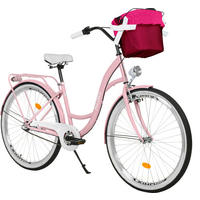 CITY-FAHRRAD Milord mit Metallkorb, 26 Zoll, Rosa, 3-Gang - Pink, Metall (46cm) - Milordbikes