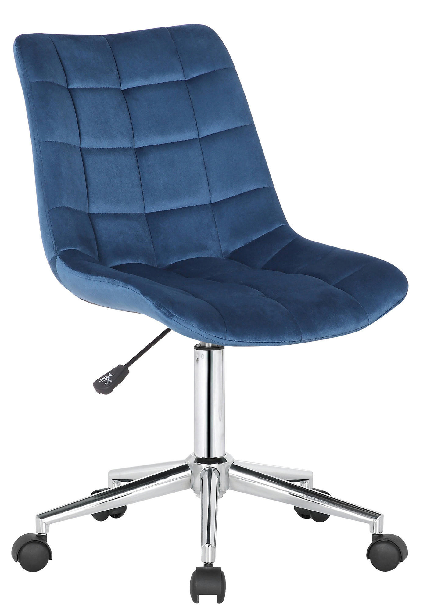 DREHSTUHL Samt blau - Blau, Textil/Metall (46/81/62cm) - CLP