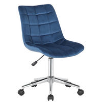 DREHSTUHL Samt blau - Blau, Textil/Metall (46/81/62cm) - CLP