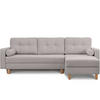 ECKSCHLAFSOFA ERISO 3/4 Sitzer und Universalecke mit Ottoman, Bouclé-Stoff, aschfahl - Hellgrau/Braun, Textil (240/183cm) - KONSIMO®