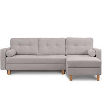 ECKSCHLAFSOFA ERISO 3/4 Sitzer und Universalecke mit Ottoman, Bouclé-Stoff, aschfahl - Hellgrau/Braun, Textil (240/183cm) - KONSIMO®