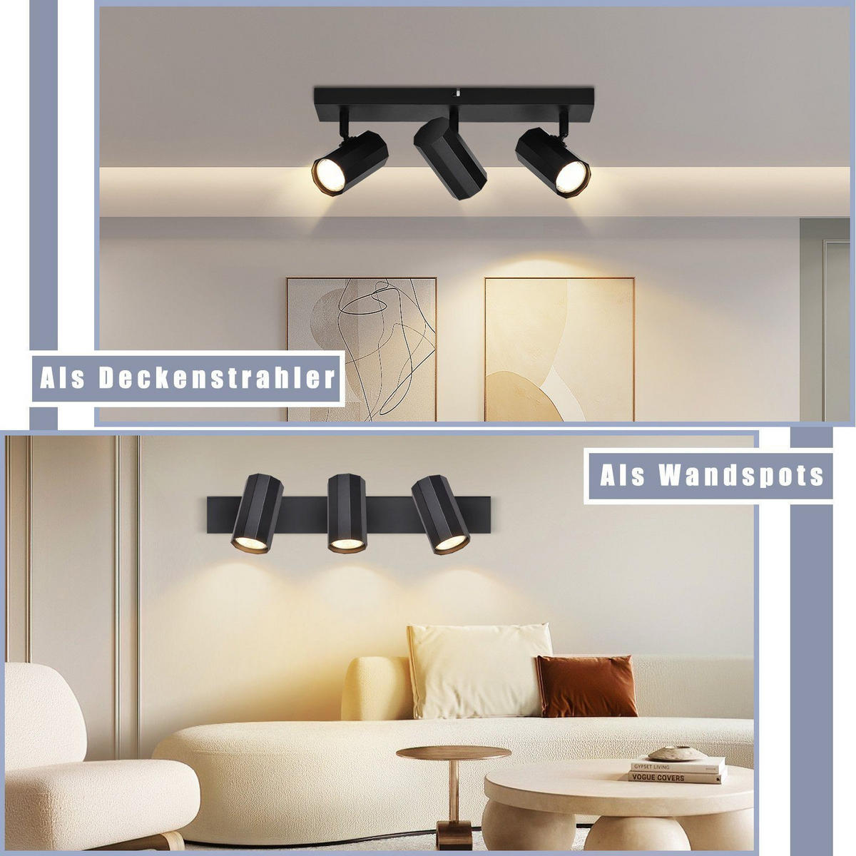 STRAHLER Inga 3-flammig 39/11/3 cm - Schwarz, Metall (39/11/3cm) - Nettlife