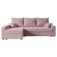 ECKSOFA mit Schlaffunktion und Bettkasten ALESIA-L 231x140x90 cm Rosa Cord - Silberfarben/Rosa, Holzwerkstoff/Kunststoff (231/140cm) - ALTDECOR