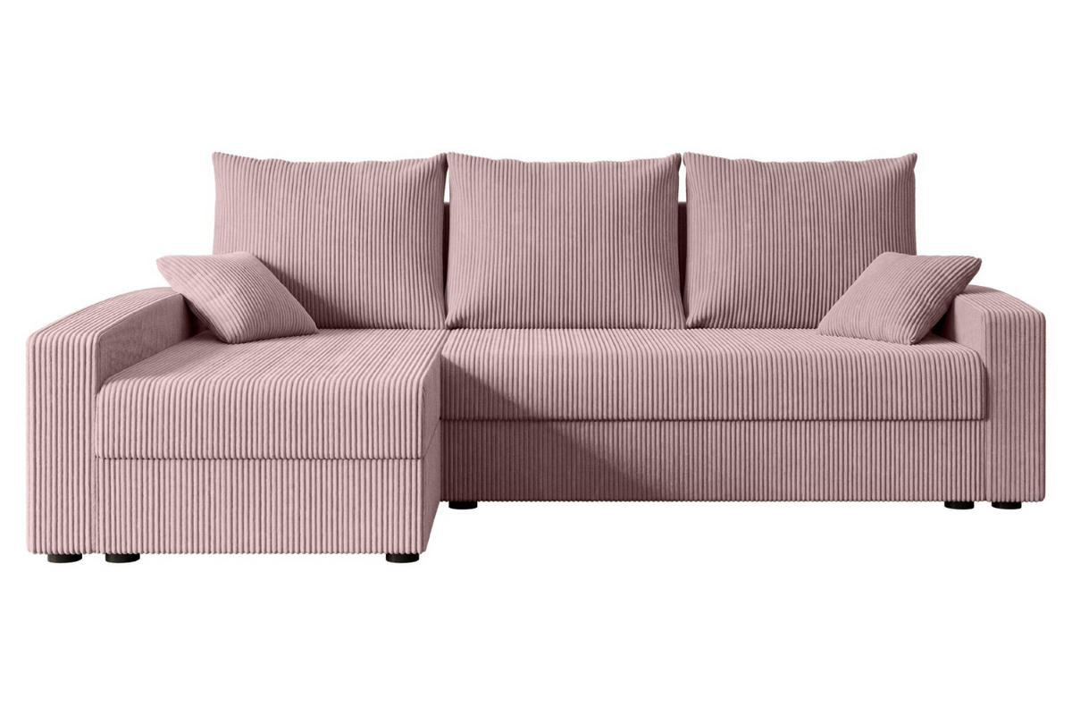 ECKSOFA mit Schlaffunktion und Bettkasten ALESIA-L 231x140x90 cm Rosa Cord - Silberfarben/Rosa, Holzwerkstoff/Kunststoff (231/140cm) - ALTDECOR