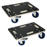 TRANSPORTROLLER 2er Set mit 4 Rollen 2 mit Bremsen 35x50 cm Traglast 800kg Siebdruck Holzplatte Black - Dunkelgrau, Holzwerkstoff (35/50/14.5cm) - ECD-Germany