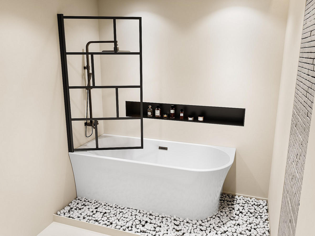 DUSCHBADEWANNE - 1 -Sitzer - Acryl - weiß - PONTICOLA - Weiß, Kunststoff (150/59/75cm) - Vente-Unique