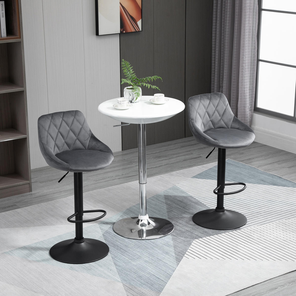 BARHOCKER 2er-Set Dunkelgrau 48.0/46.0/104.0 cm - Dunkelgrau, Textil (46/104/48cm)