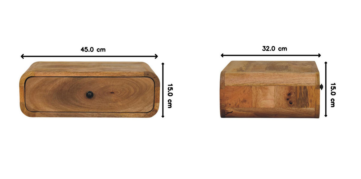 NACHTKASTEN Avora Wandmontiert Eichenoptik, 1 Schublade, Beige - Beige/Messingfarben, Holz/Metall (45/15/32cm) - Artisan Furniture