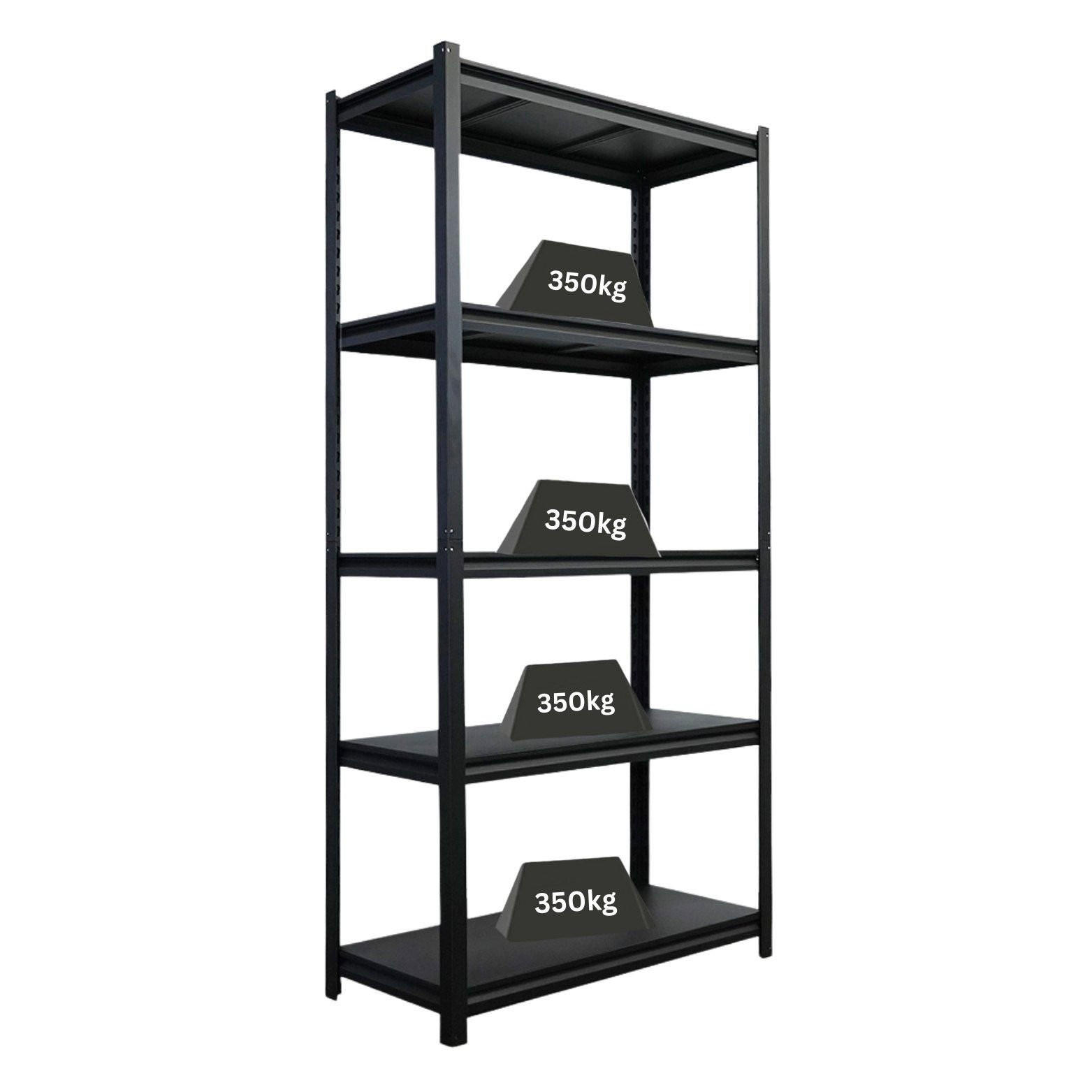 SCHWERLASTREGAL Thorin 180x90x40cm 5 Stahlplatten-Ebenen Fachlast 350 kg Schwarz - Schwarz, Metall (90/180/40cm) - PROREGAL