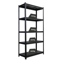 SCHWERLASTREGAL Thorin 180x90x40cm 5 Stahlplatten-Ebenen Fachlast 350 kg Schwarz - Schwarz, Metall (90/180/40cm) - PROREGAL