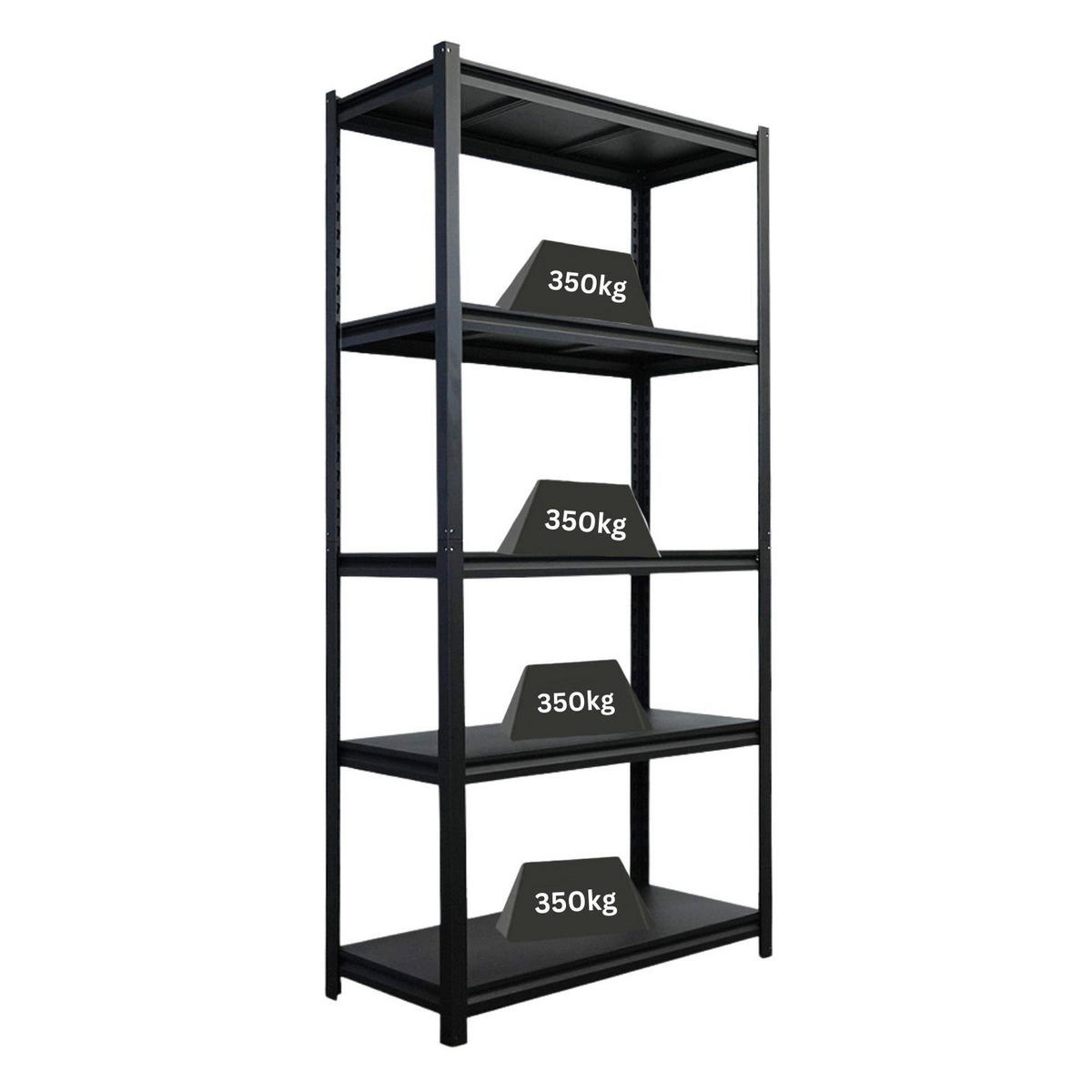 SCHWERLASTREGAL Thorin 180x90x40cm 5 Stahlplatten-Ebenen Fachlast 350 kg Schwarz - Schwarz, Metall (90/180/40cm) - PROREGAL