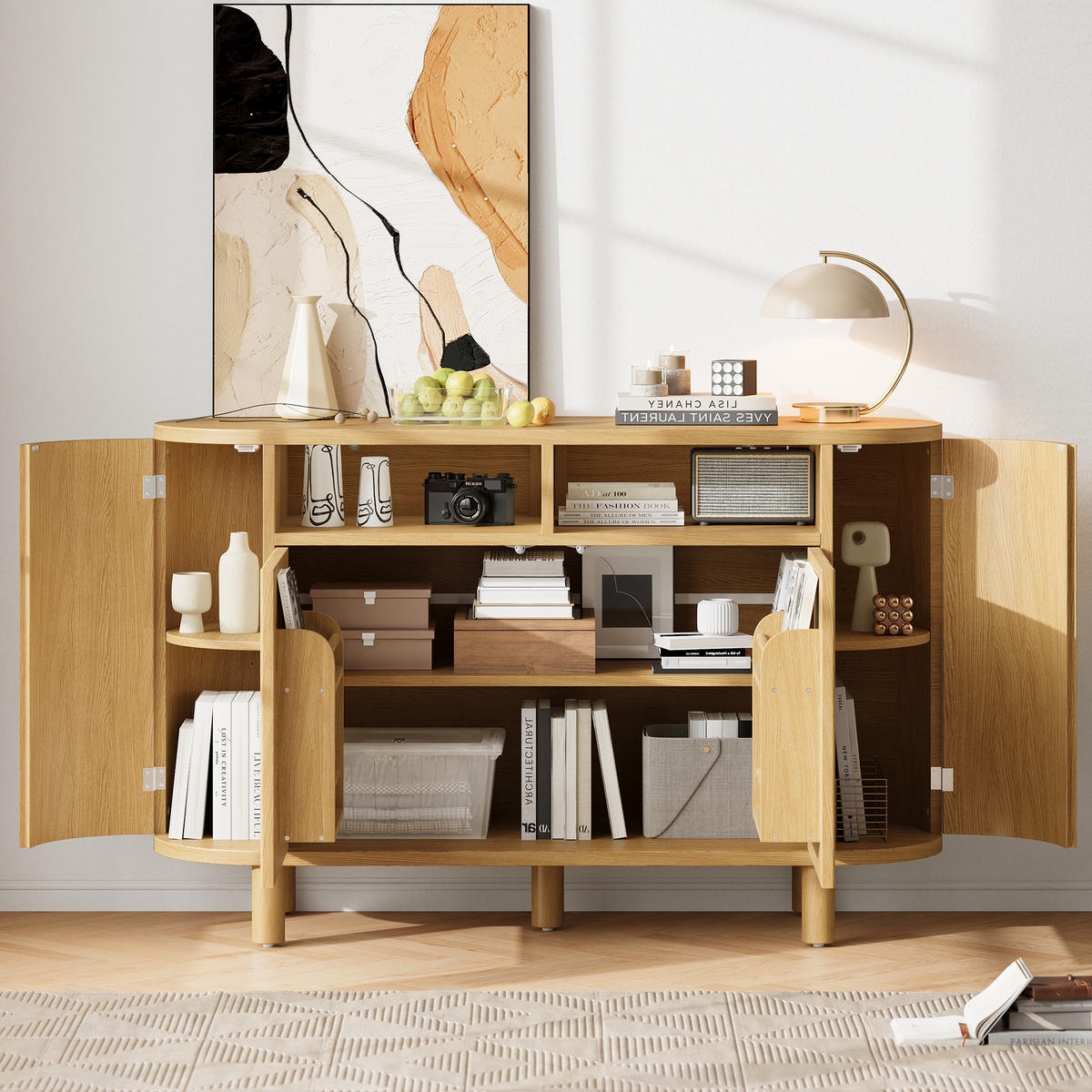 SIDEBOARD mit Stauraum und küchenähnlichen Türen, Natur - Naturfarben, Holzwerkstoff (120/77/38cm)