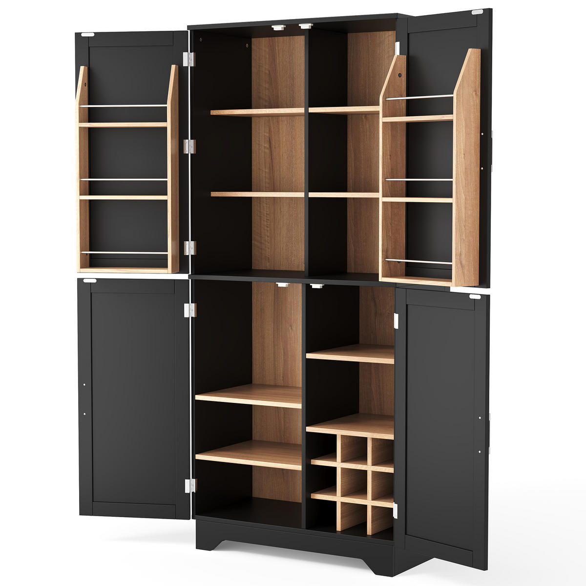 HIGHBOARD DE-38731 80/40/180 cm 4 Scheunentor-Türen und Weinregal Schwarz - Schwarz, Holzwerkstoff (80/180/40cm) - ComfortXL