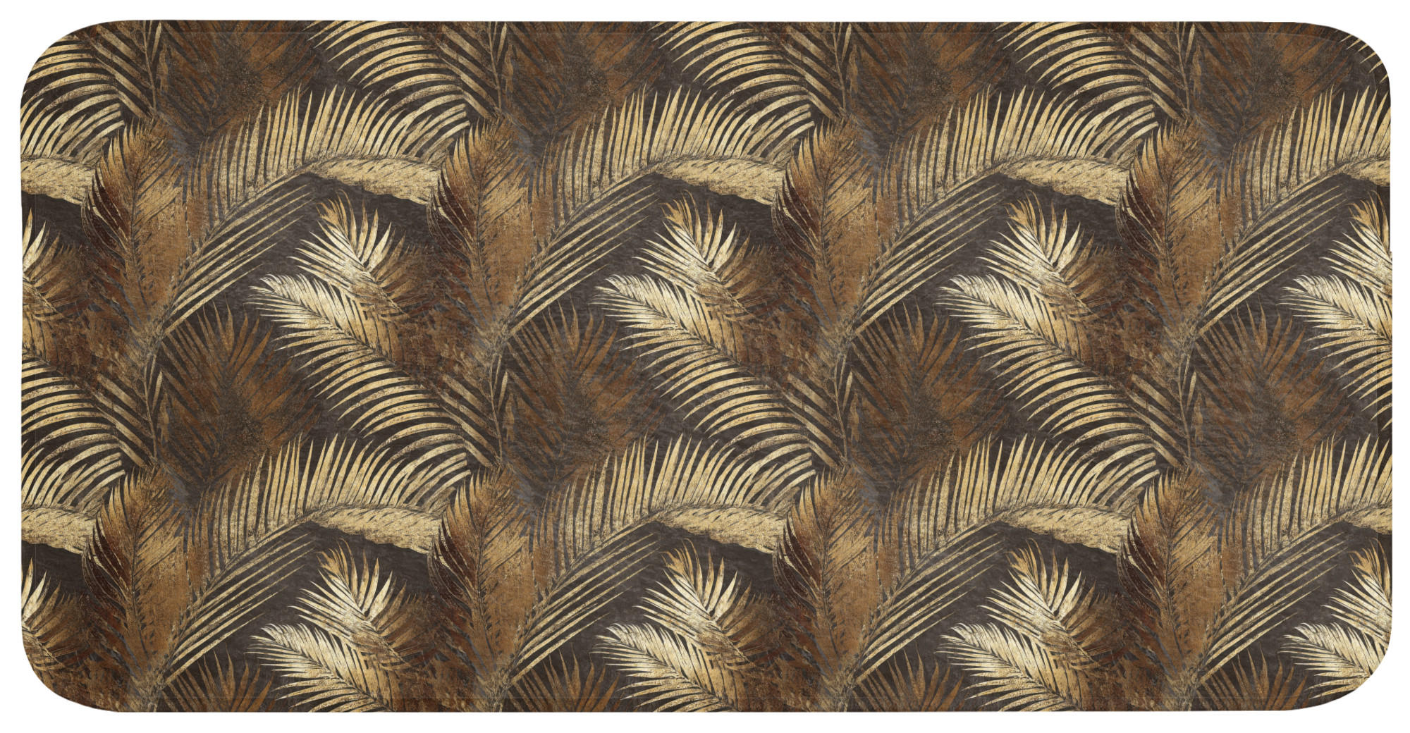 BADEMATTE Tropisch - Blätter - Gold 120x60 cm - Goldfarben, Kunststoff/Textil (120/60cm)