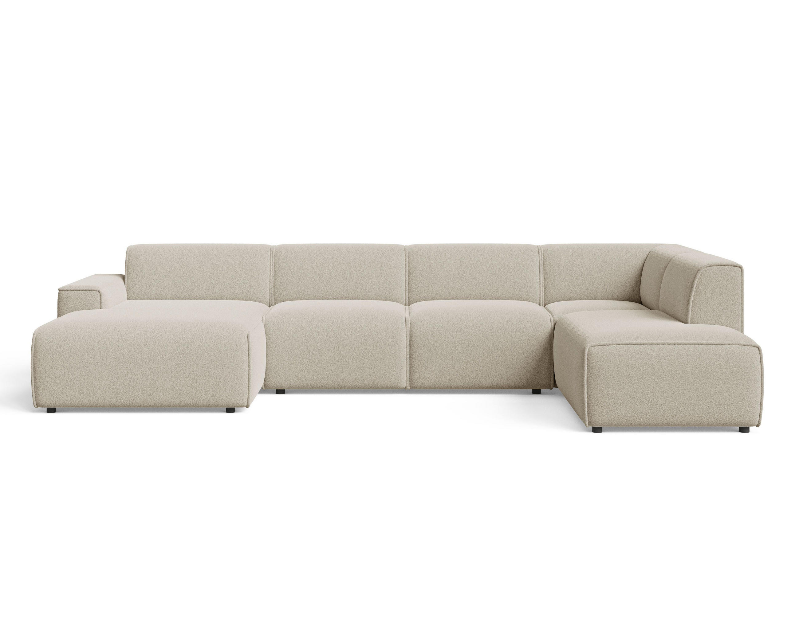 ECKSOFA U Belluno Beige Rechts - Beige/Schwarz, Holz/Kunststoff (220/378cm) - Graingold