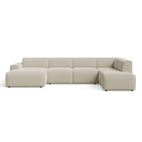 ECKSOFA U Belluno Beige Rechts - Beige/Schwarz, Holz/Kunststoff (220/378cm) - Graingold