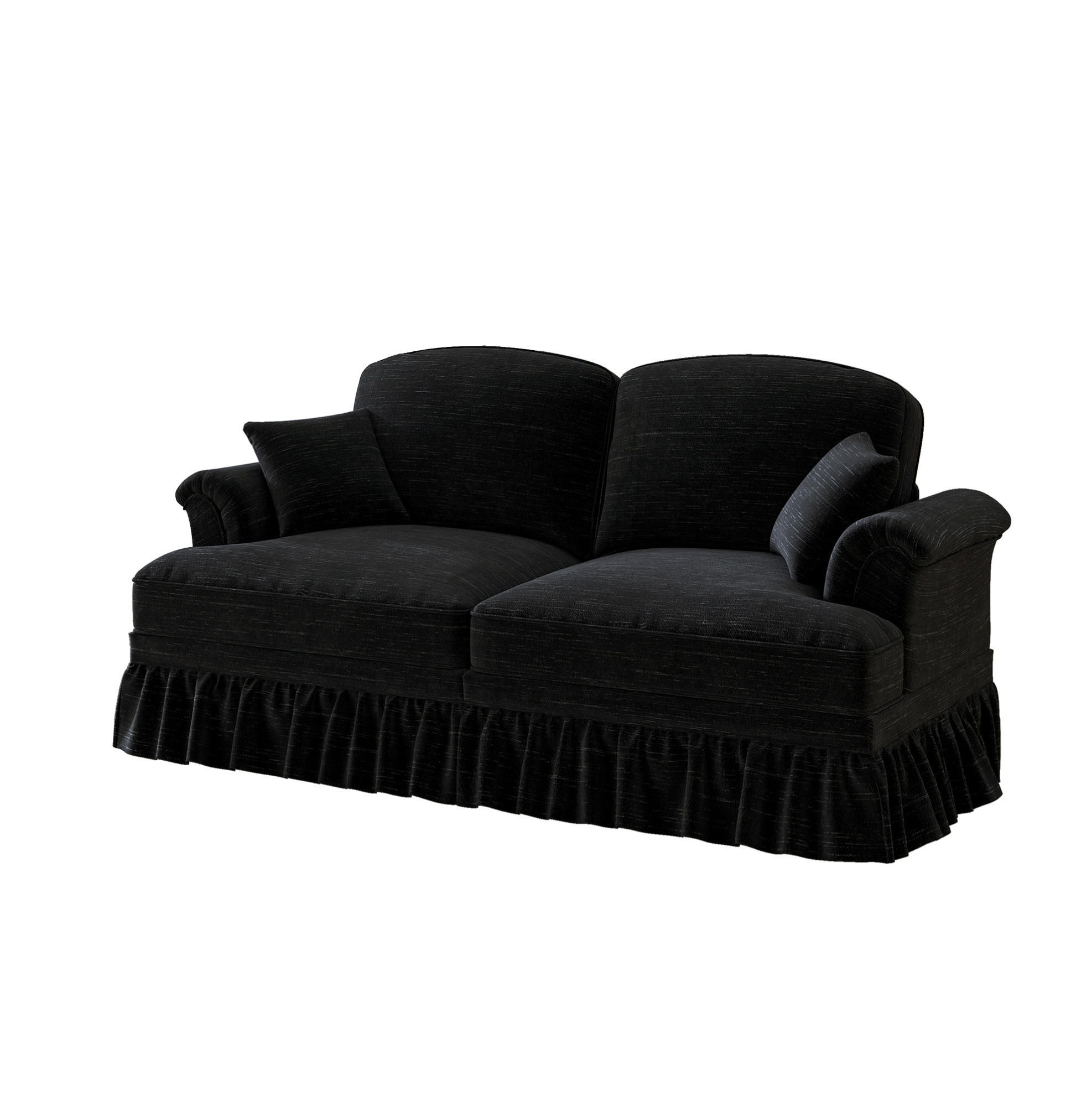 2-SITZER aus Chenille in Schwarz mit abnehmbarem Rüschenrock - Schwarz, Textil (83.5/93/194cm) - Modfu