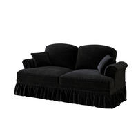 2-SITZER aus Chenille in Schwarz mit abnehmbarem Rüschenrock - Schwarz, Textil (83.5/93/194cm) - Modfu
