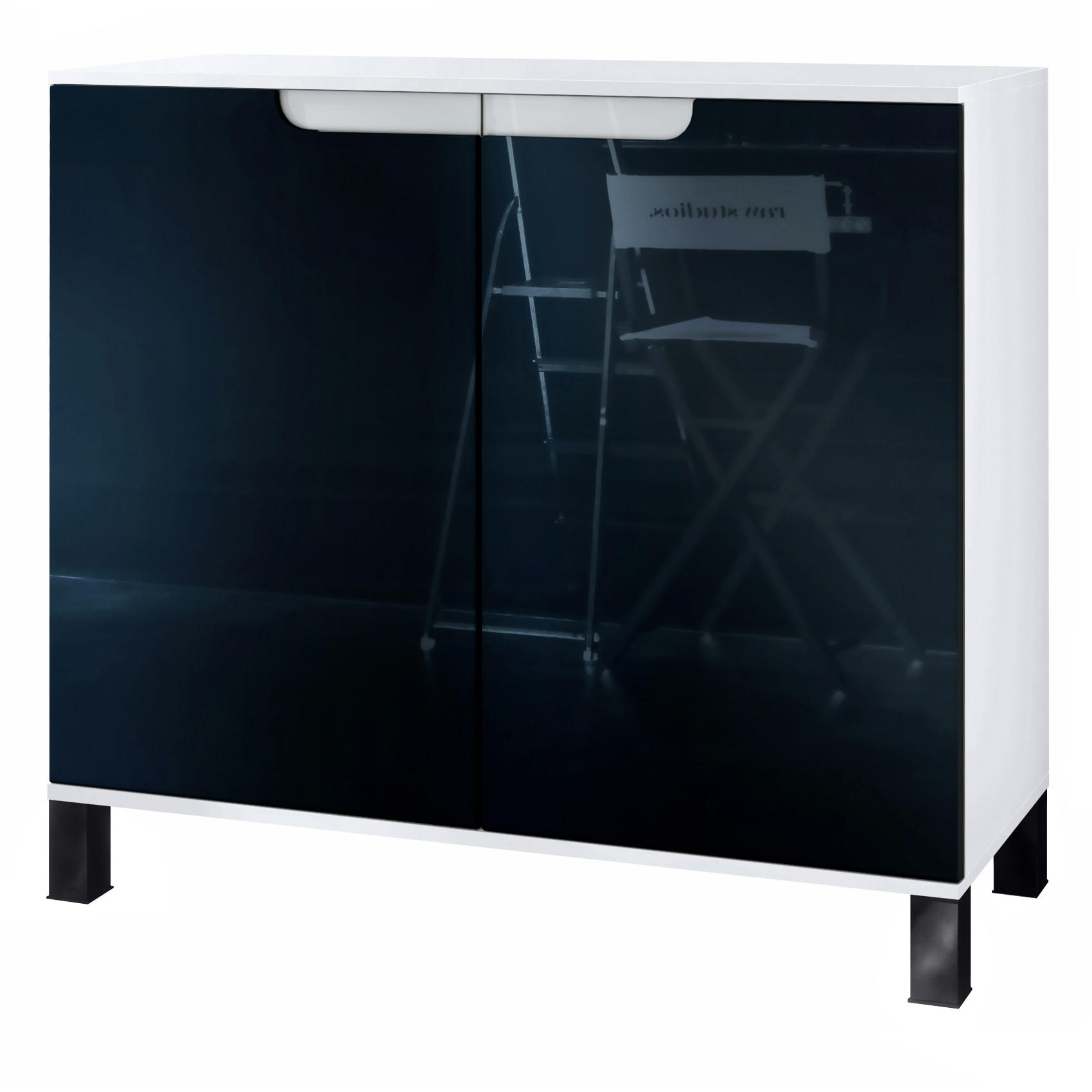 Vladon Kommode Schwarz Hochglanz 92.5x84.5x35 cm