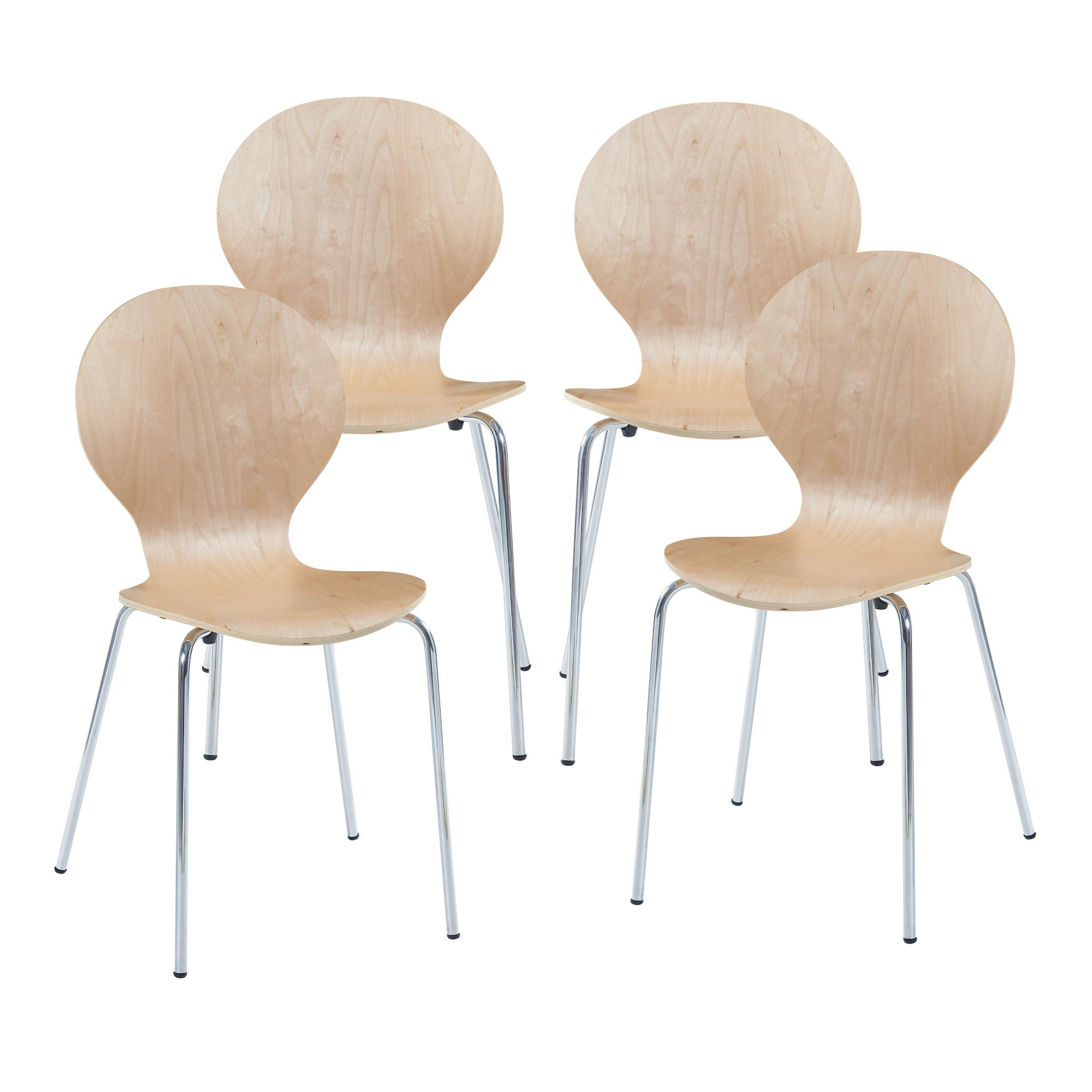 ESSZIMMERSTUHL-SET 4 TLG. Etne - Chromfarben/Birkefarben, Holz/Metall (48/85/50cm) - [en.casa]