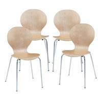 ESSZIMMERSTUHL-SET 4 TLG. Etne - Chromfarben/Birkefarben, Holz/Metall (48/85/50cm) - [en.casa]