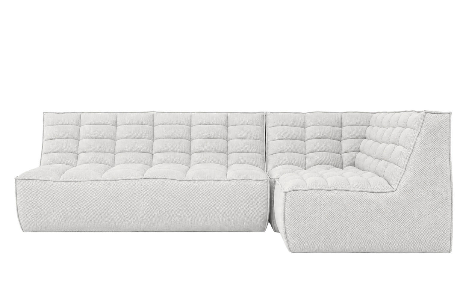 ECKSOFA Modulare L-Form, Plüschstoff Pop, Ice, Rechts, LAZY L Mini - Weiß, Holz (253/173cm) - Kaiser Möbel
