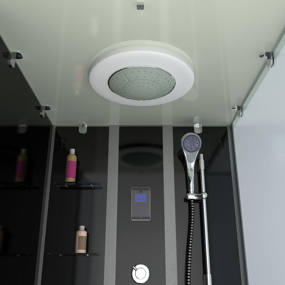 DUSCHE Wanne Kombination K05-L31 180x90 - Schwarz, Glas/Kunststoff (90/225/180cm) - AcquaVapore by Sandra Jentho