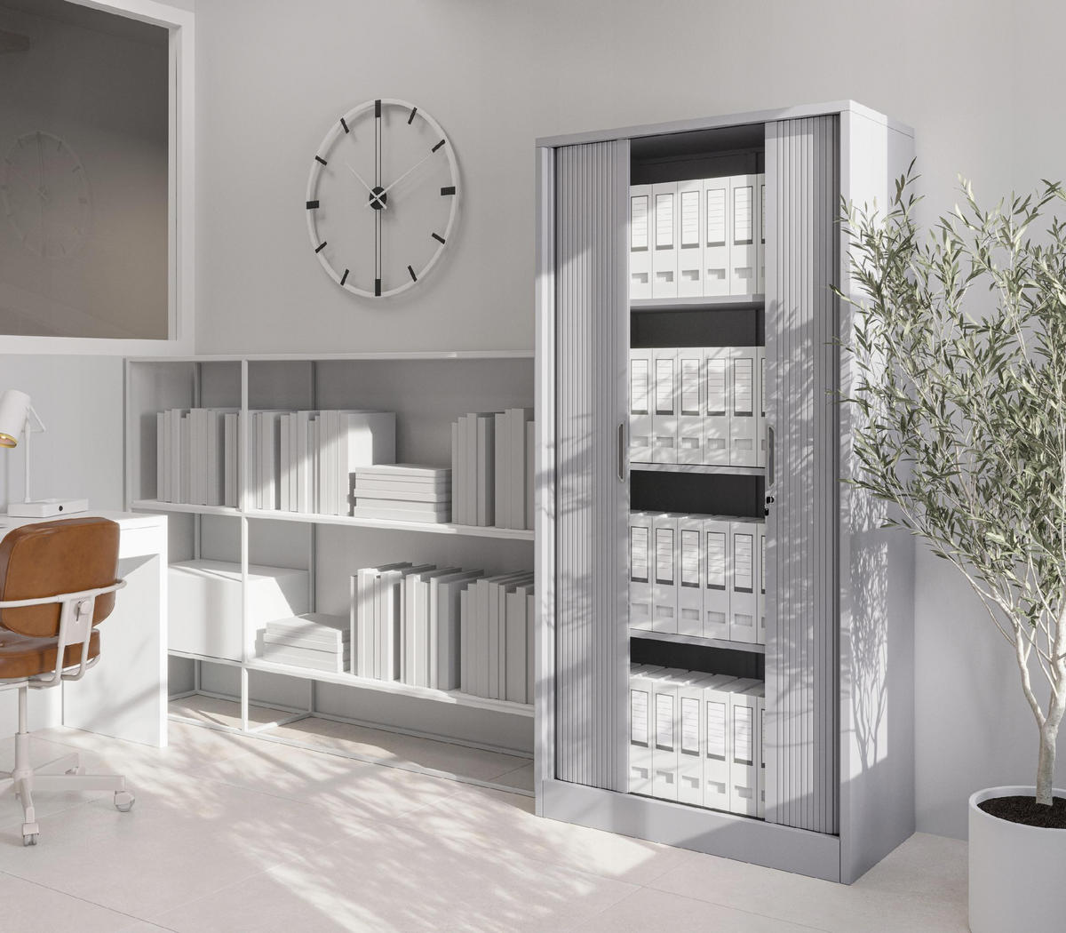 ROLLADENSCHRANK DAMIAN - Weiß/Grau, Metall (90/185/45cm) - Jan Nowak