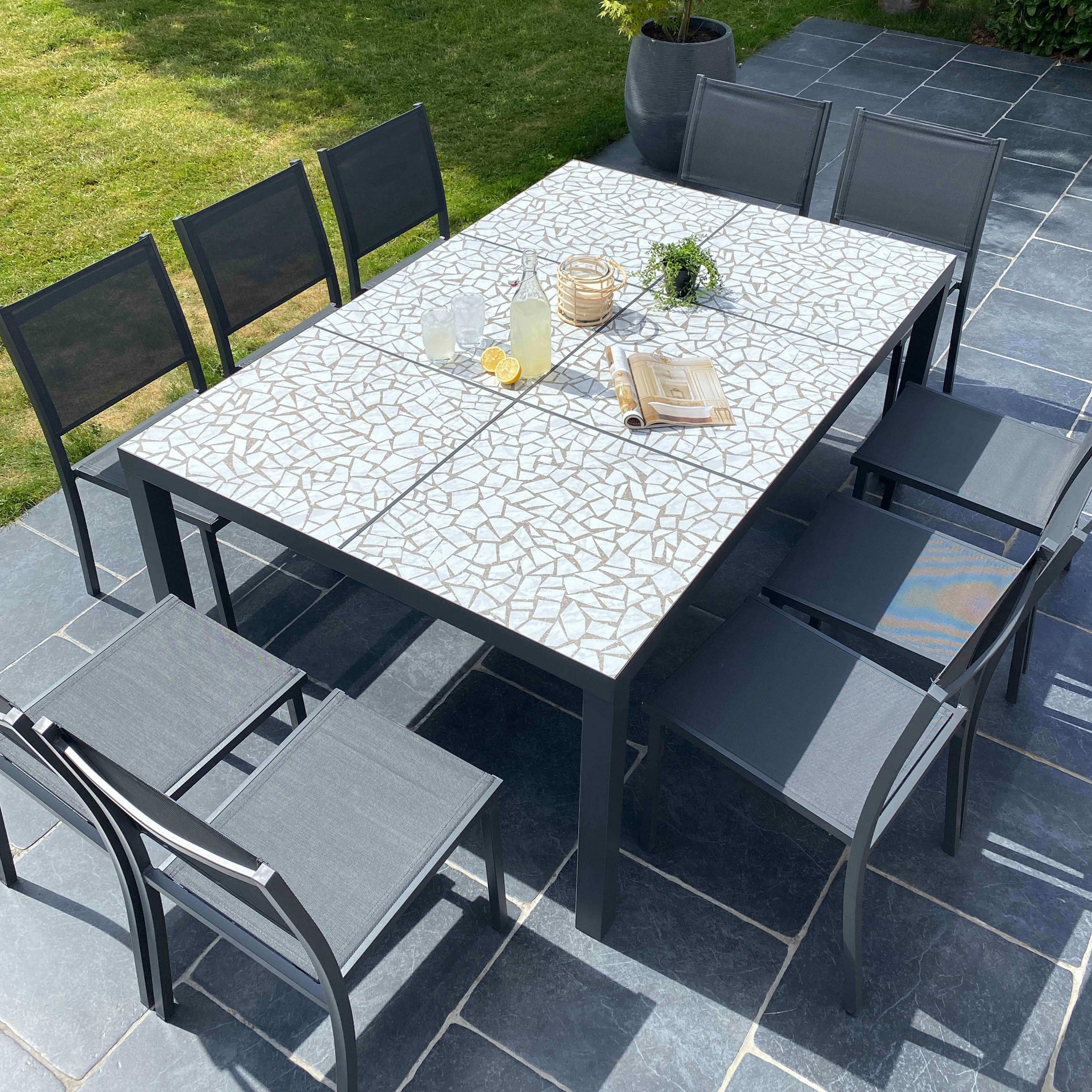 GARTENSET 11-tlg, Grau - Grau, Metall - Oviala