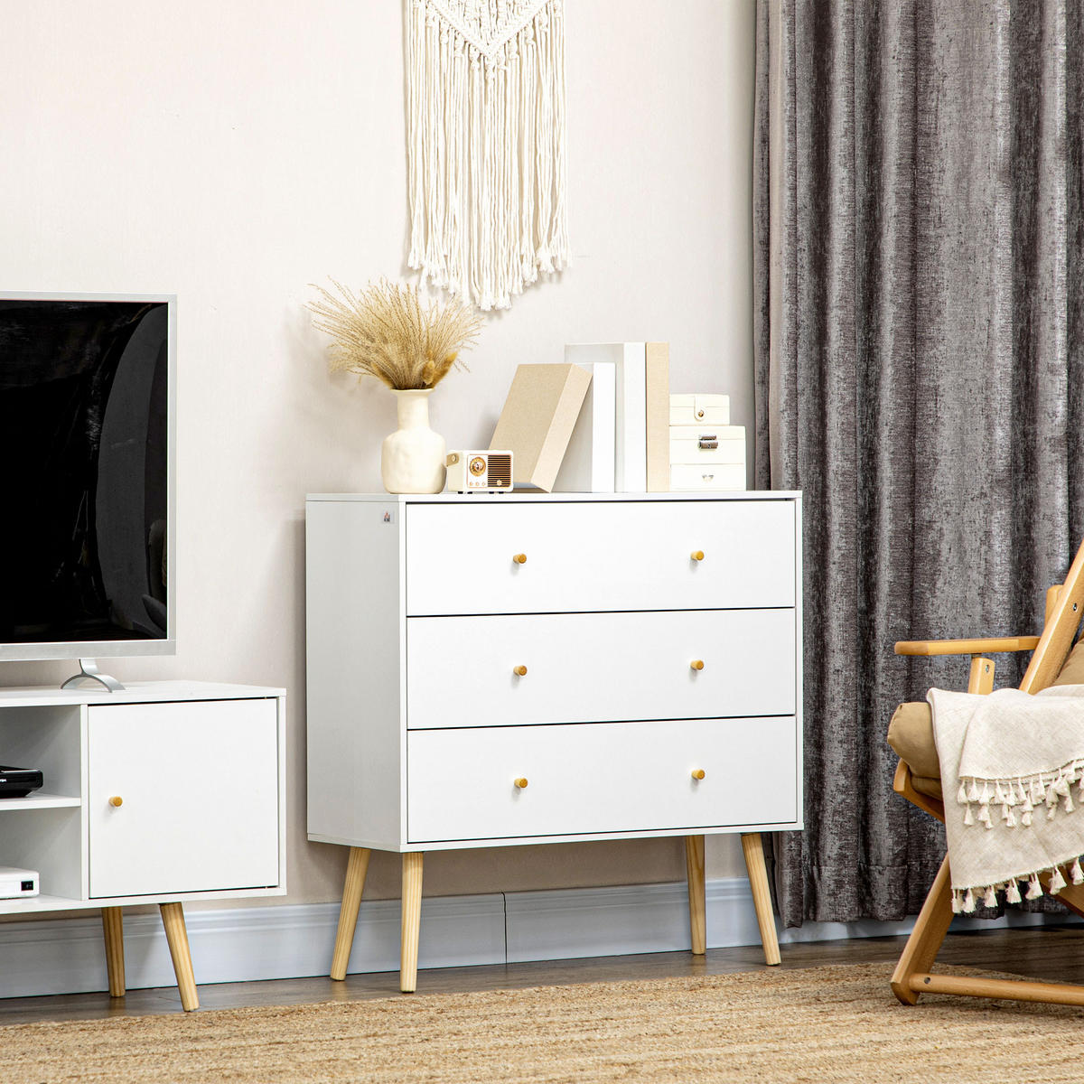 KOMMODE Weiß 80/30/80 cm - Weiß, Holzwerkstoff (80/80/30cm) - PANGIVO