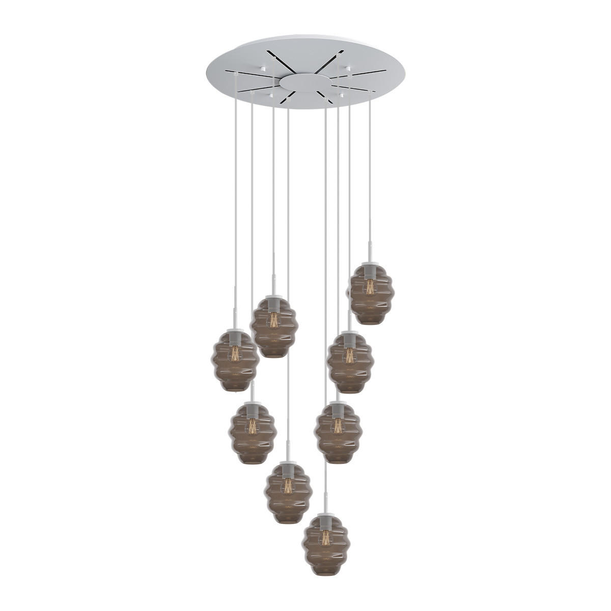 GALERIELEUCHTE Echos 8-flammig Rauch Ø 18cm - Anthrazit/Weiß, Glas (18/18/20cm) - s.luce