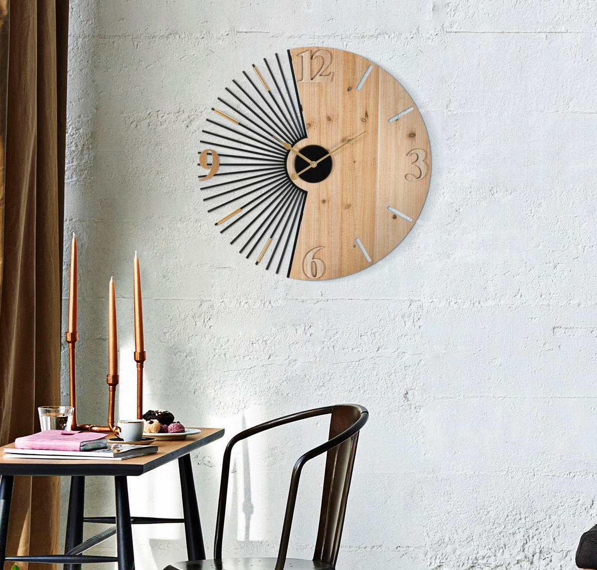 WANDUHR Wordy, mehrfarbig, Eisen und MDF, 60 x 3,5 x 60 cm - Multicolor, Holzwerkstoff/Metall (60/60/3.5cm) - Mauro Ferretti