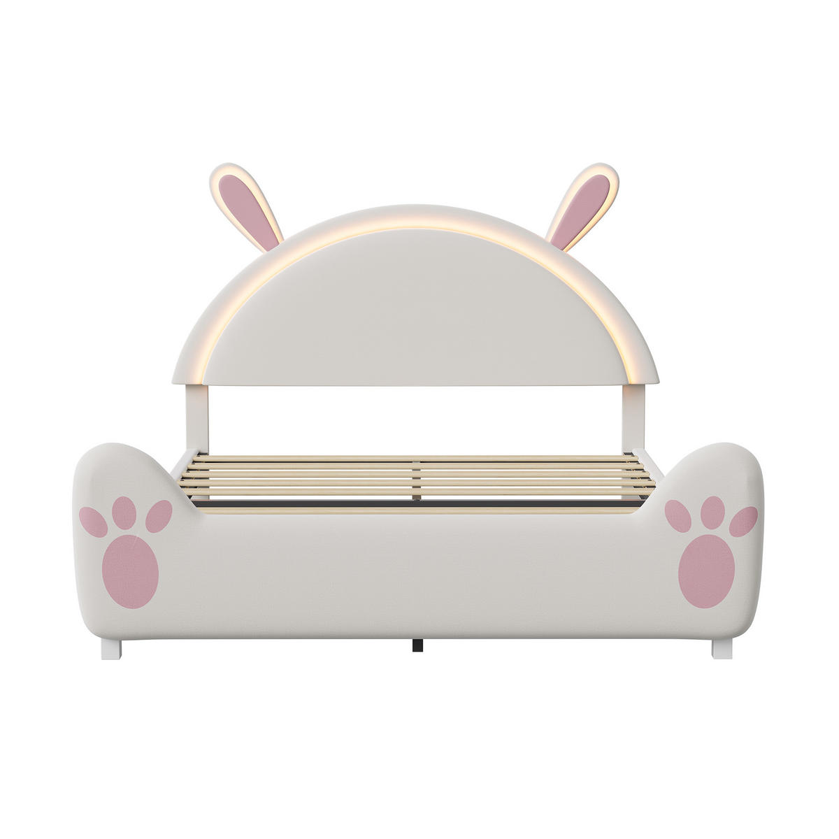 POLSTERBETT 140x200 cm Kinderbett mit LED, Schmetterlings-Kopfteil, Doppelbett mit Lattenrost, Rosa - Rosa, Metall (140/200cm) - EuroLiving