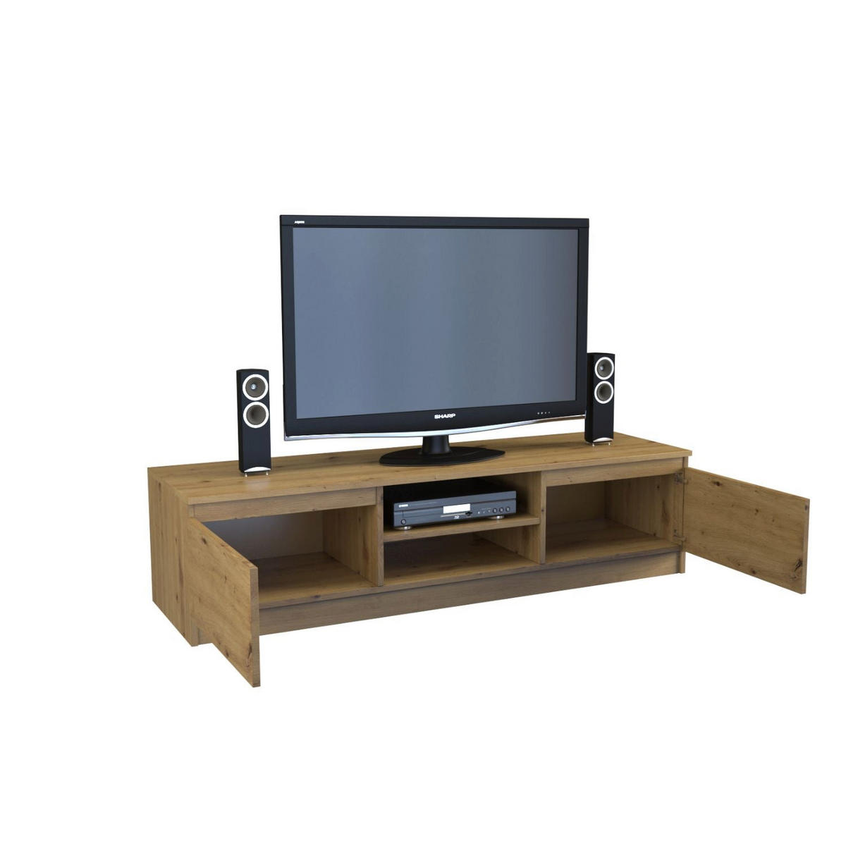TV Lowboard Frank - Weiß Hochglanz/Anthrazit, Holzwerkstoff (140/36/40cm) - kommodly