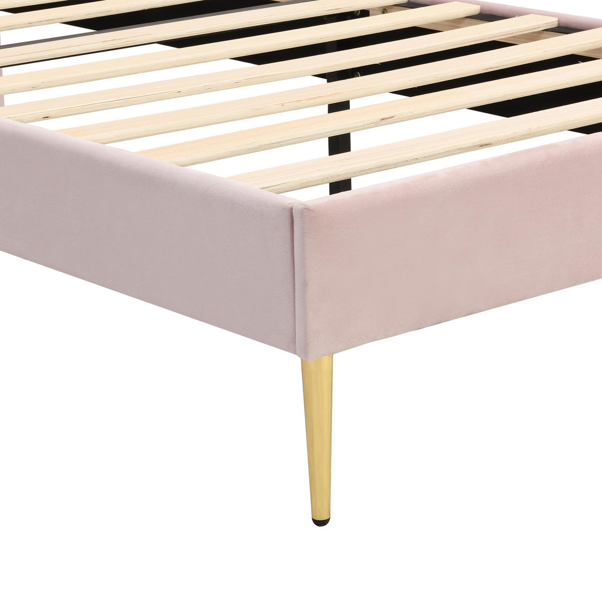 POLSTERBETT 90/200 cm Rosa aus Samt mit verstellbarem Kopfteil - Pink, Textil (90/200cm) - OKMYHOME
